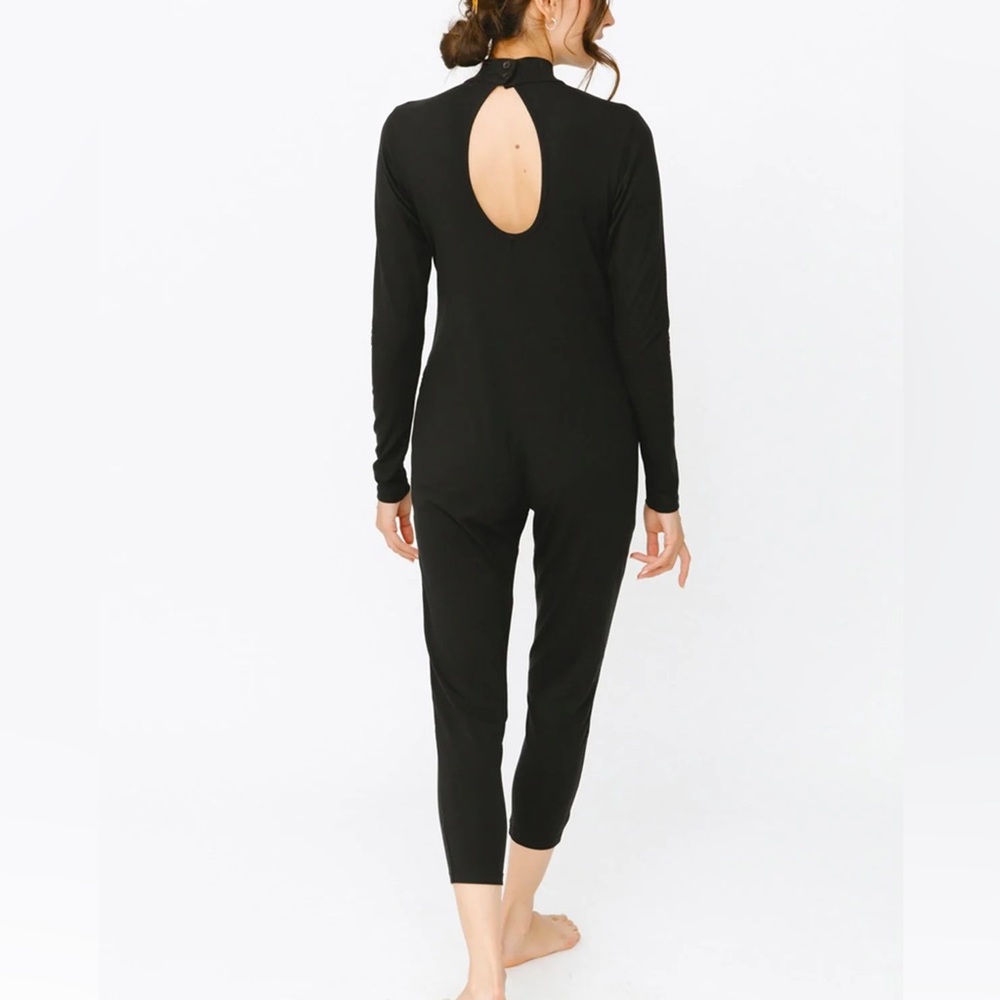 Smash + Tess Audrey Romper Black Bamboo Blend Jumpsuit Large Loungewear Pockets - Picture 4 of 11